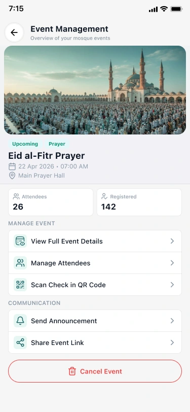 iMasjid Connect: Inside an event